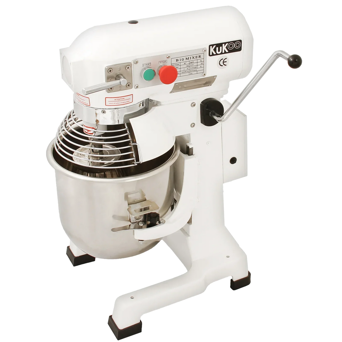 10-litre planetary food mixer with its bowl and guard