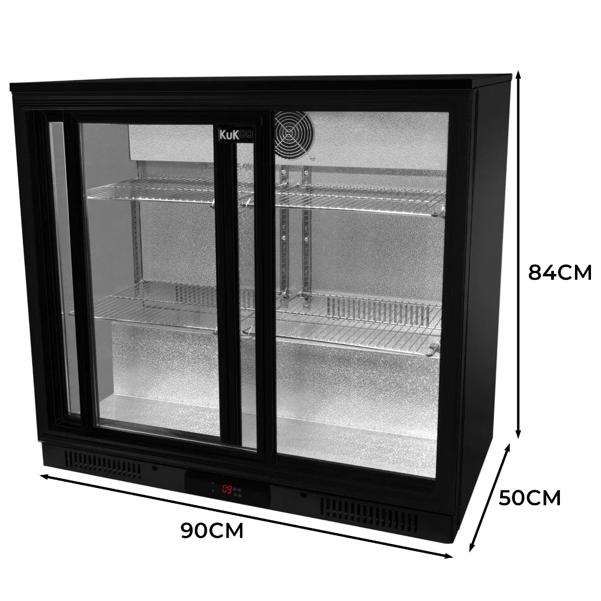 Sliding double-door back bar fridge