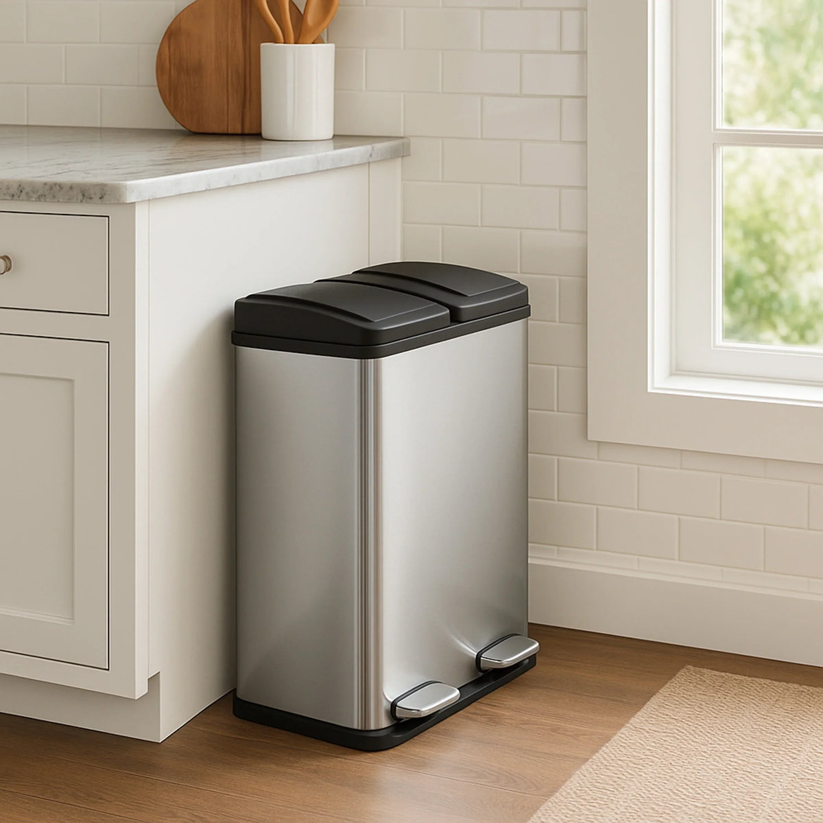 60L Stainless Steel Dual Pedal Bin