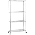 4-tier mobile chrome wire shelving unit 1200 x 450mm