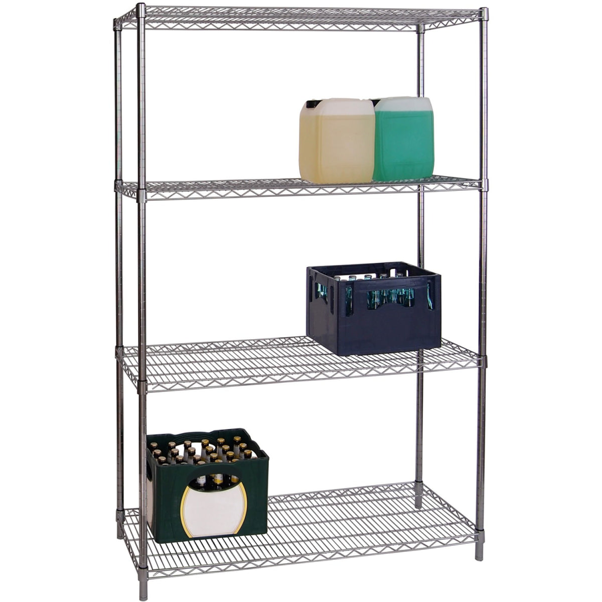 Four-tier chrome commercial shelving unit