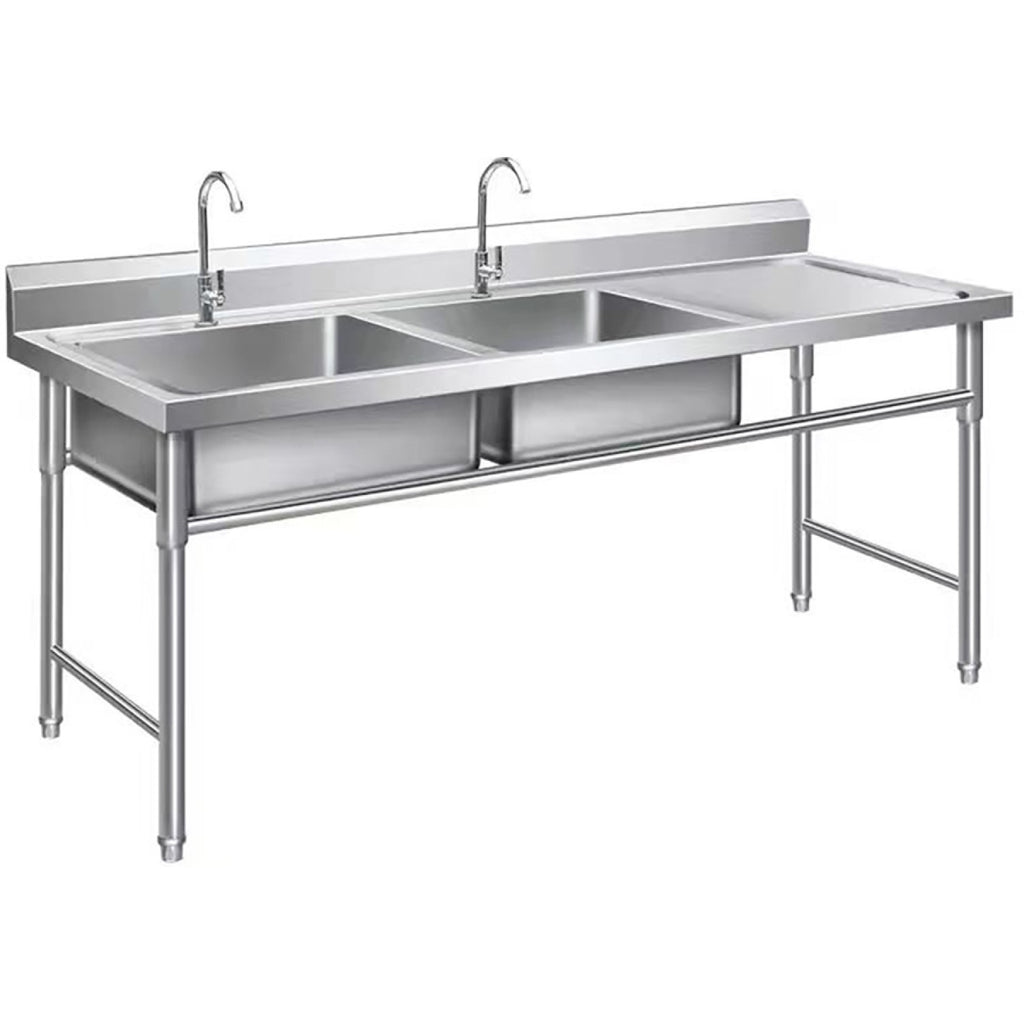 double stainless steel commercial sink 1400mm left bowl