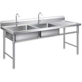 double stainless steel commercial sink 1400mm left bowl