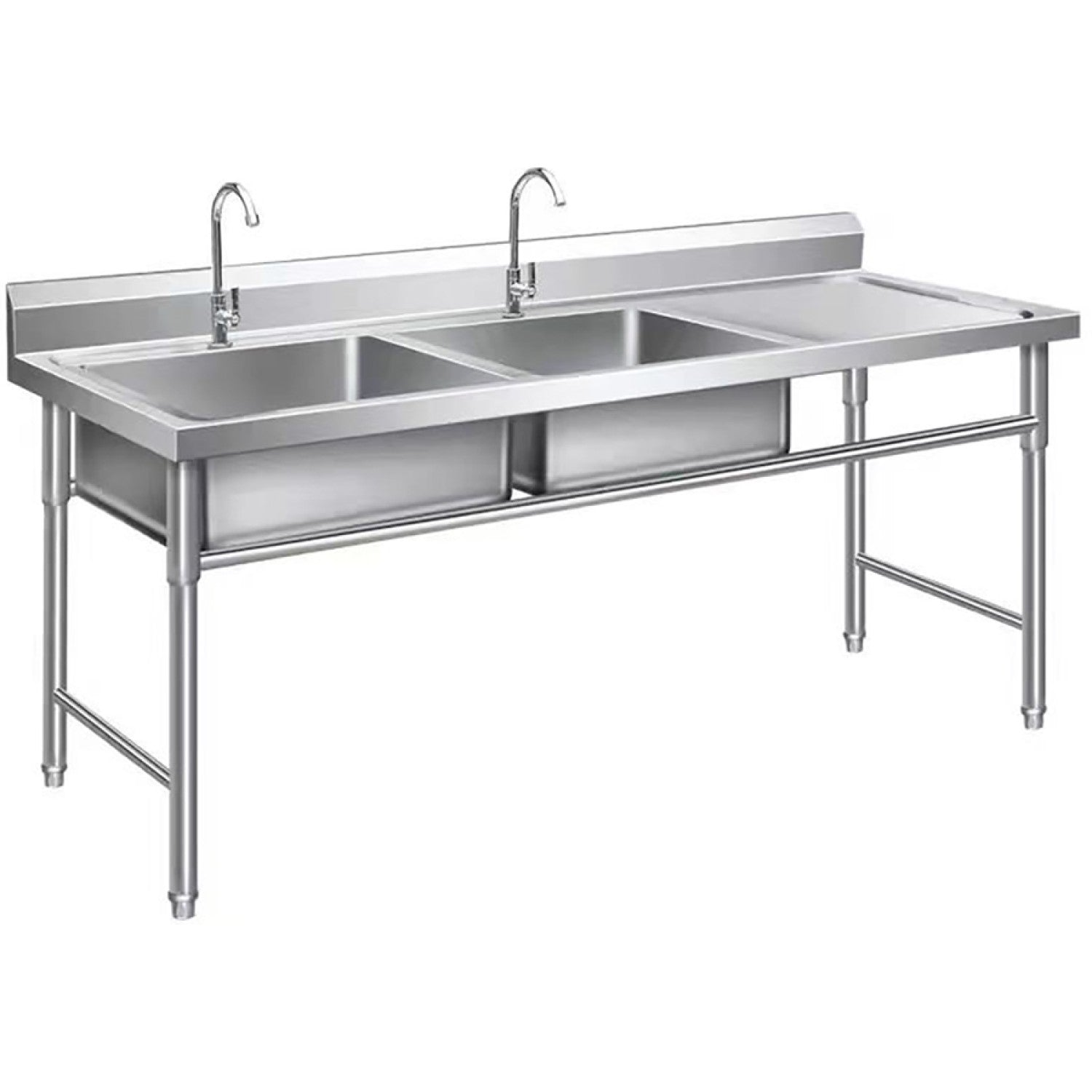 double stainless steel commercial sink 1400mm left bowl