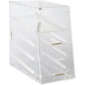 Clear acrylic bakery display case with access doors