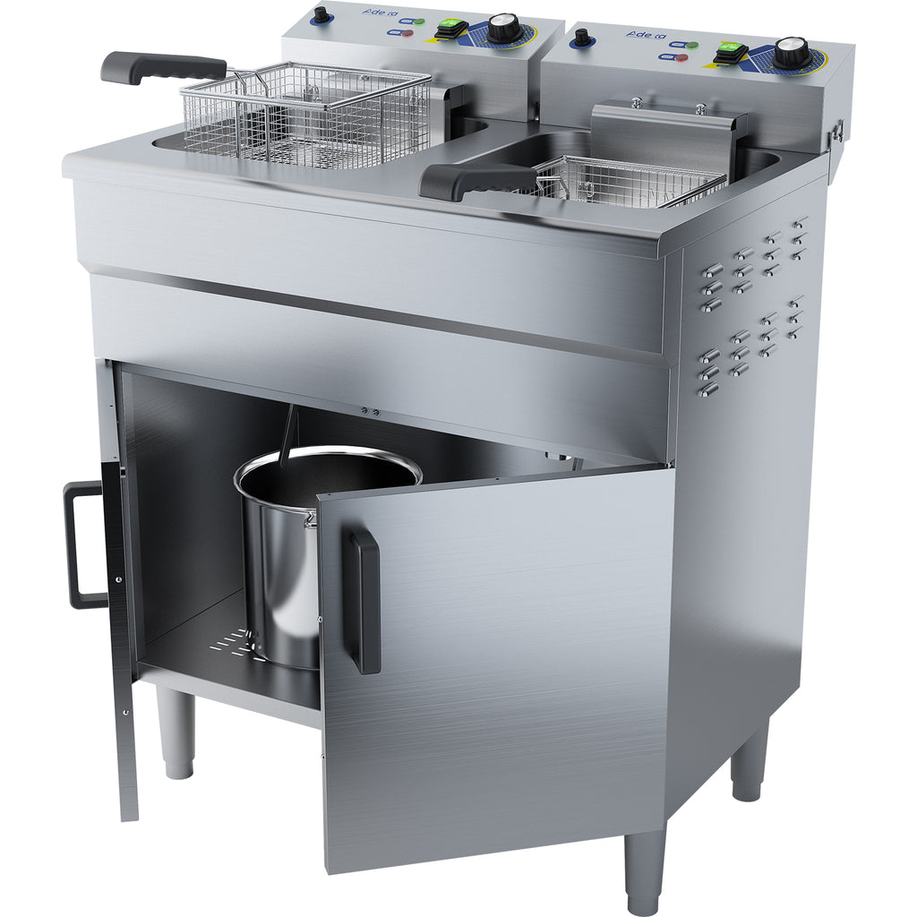 Double 16L electric fryer front view