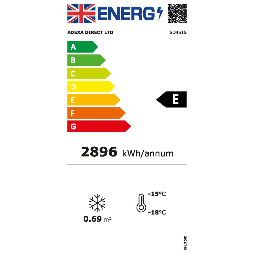 Energy label for 359L display chest freezer