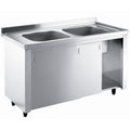 1400mm stainless steel double-bowl sink with cupboard