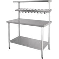 stainless steel prep table with upper shelf and undershelf