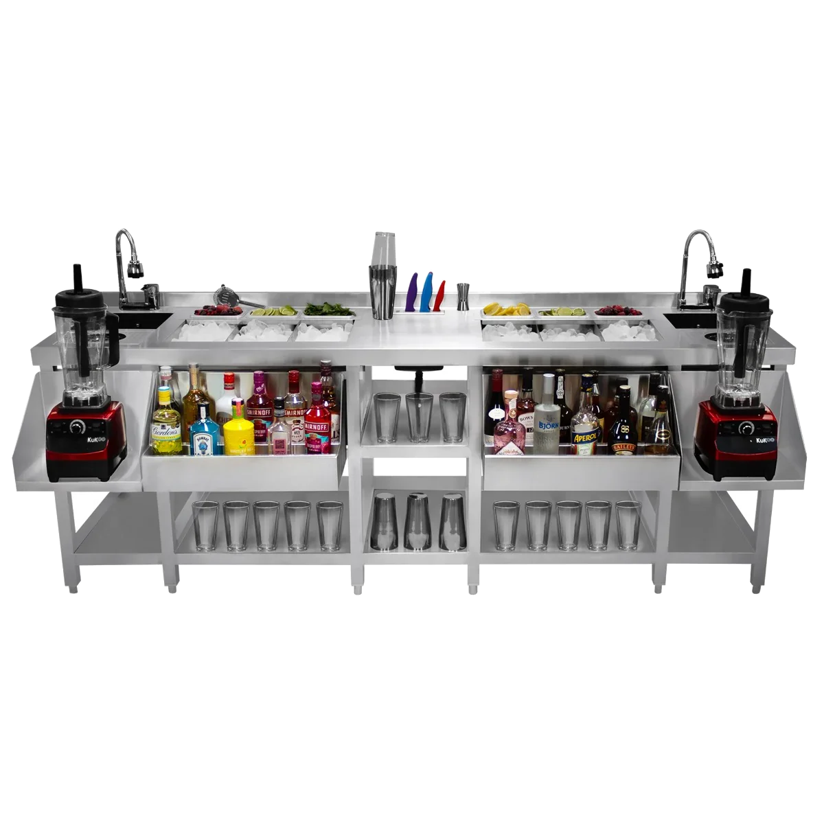 Twin commercial cocktail bar station
