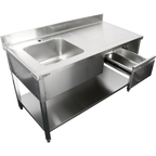Commercial Sink with Drawer – 1400mm Left Bowl