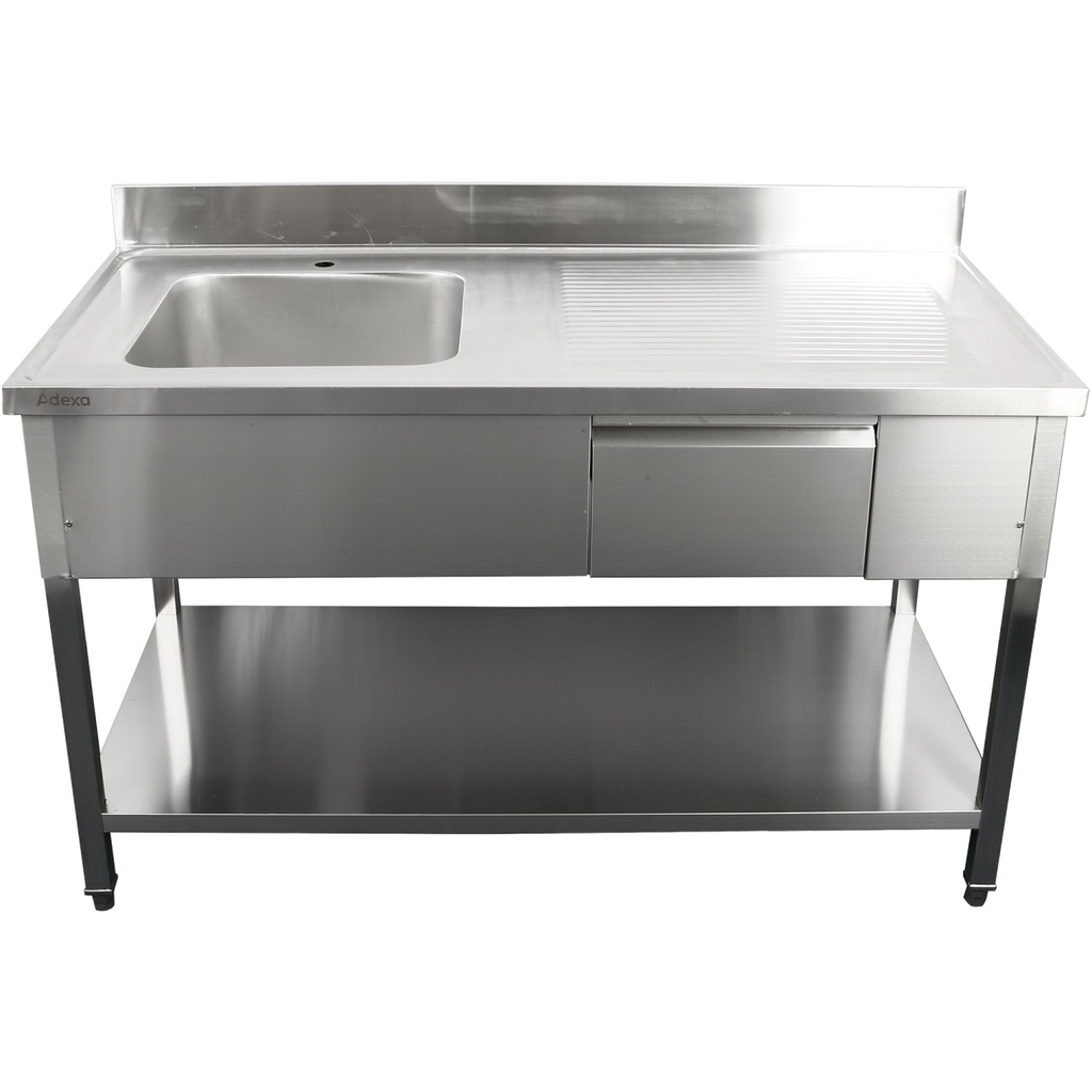 Commercial Sink with Drawer – 1400mm Left Bowl