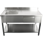 Commercial Sink with Drawer – 1400mm Left Bowl
