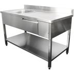 Commercial Sink with Drawer – 1400mm Left Bowl