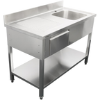 Commercial Sink with Drawer – 1400mm Right Bowl