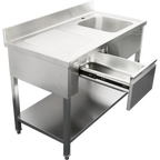 Commercial Sink with Drawer – 1400mm Right Bowl