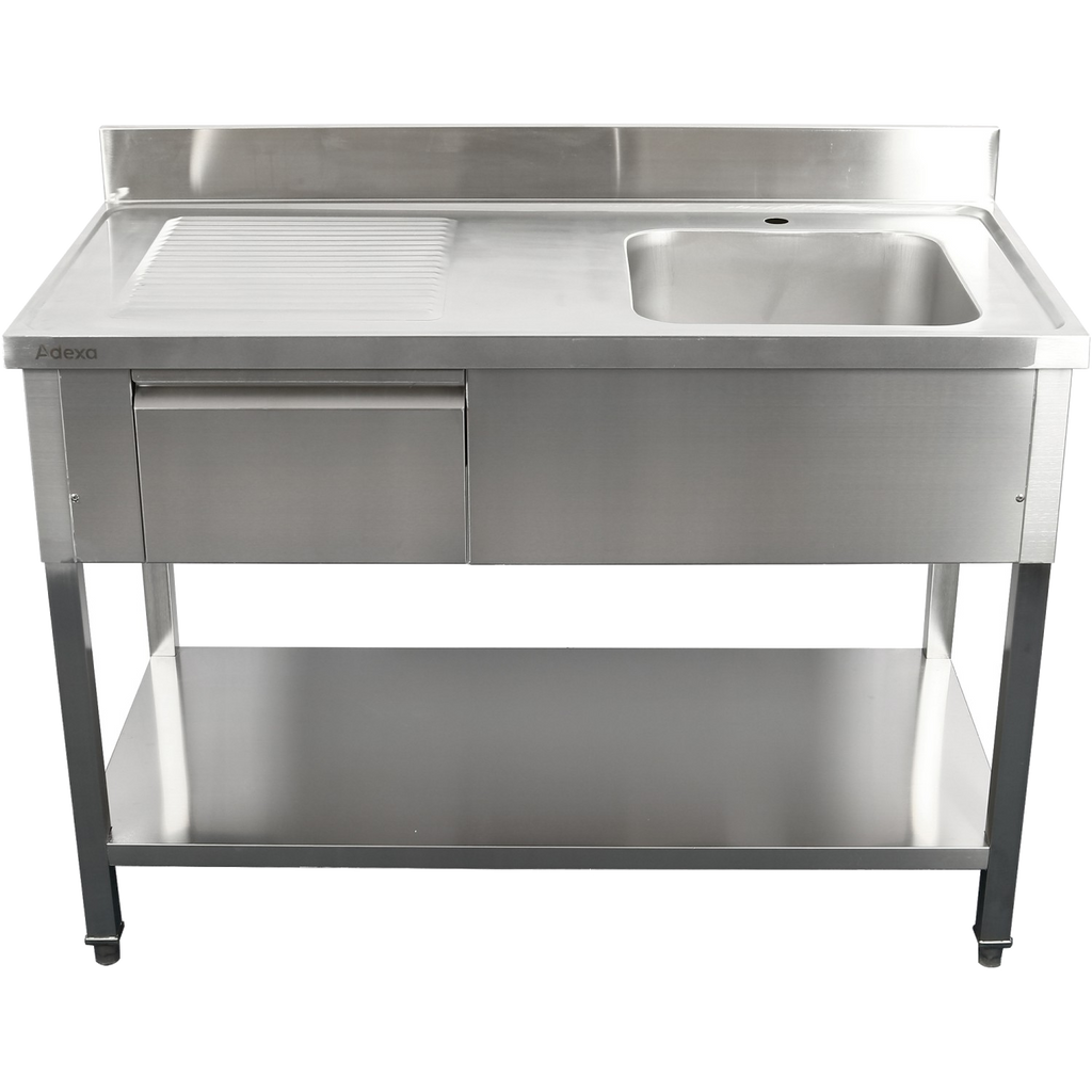 Commercial Sink with Drawer – 1400mm Right Bowl