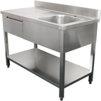 Commercial Sink with Drawer – 1400mm Right Bowl