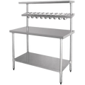stainless steel prep table with upper shelf and undershelf