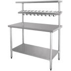 stainless steel prep table with upper shelf and undershelf