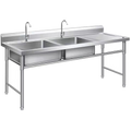 double stainless steel commercial sink 1400mm left bowl