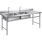 double stainless steel commercial sink 1400mm left bowl