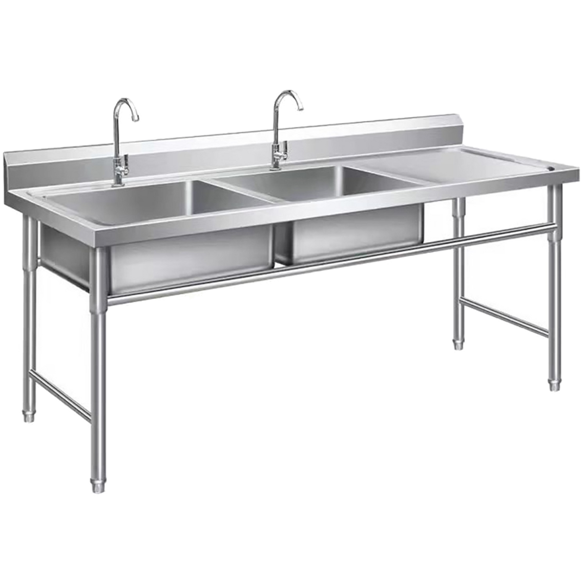 double stainless steel commercial sink 1400mm left bowl