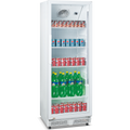 white commercial bottle cooler 326 litres hinged glass door