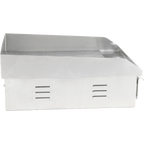 Commercial ribbed griddle side view
