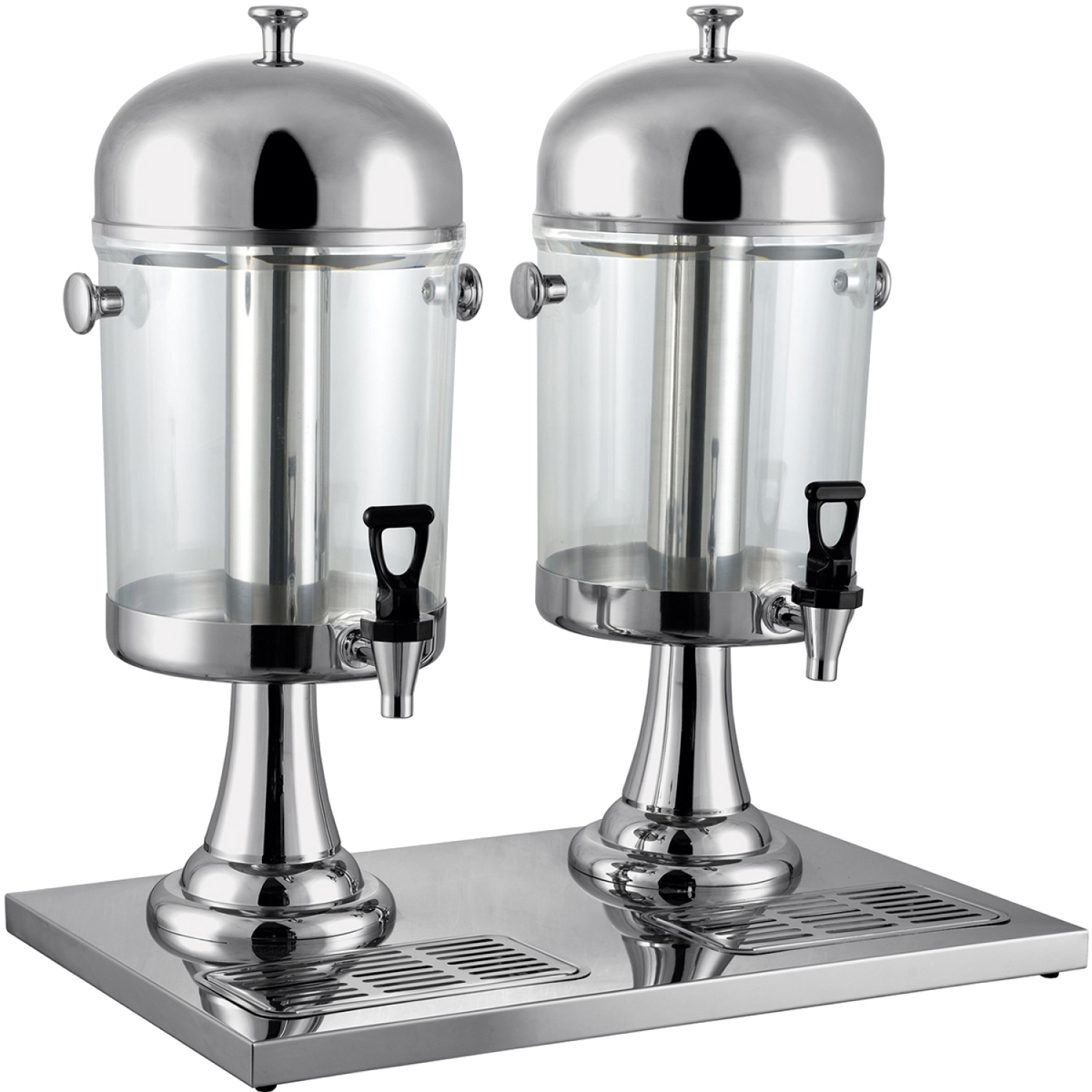 Double commercial juice dispenser with drip tray