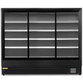 Blizzard BTD200BKGDV2 black refrigerated multideck with three sliding glass doors, straight front view