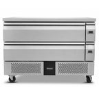 Blizzard CHDR12-2 stainless-steel chef counter with two drawers, straight front view