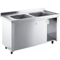 1400mm stainless steel double-bowl sink with cupboard