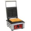 Diamond GB-3X5/N waffle maker with lid raised and waffle moulds visible