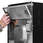 Blizzard HISPEED1 high-speed oven with an upper perforated internal panel lifted for access