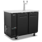 Blizzard KEG2 keg cooler with two doors and two-tap tower, front angled view