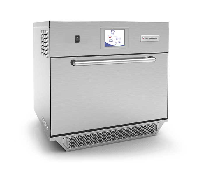 Manufacturer illustration of a Merrychef eikon e5 range commercial oven in stainless steel; exact configuration may differ