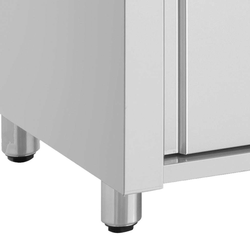 Height-adjustable stainless-steel leg on the Inomak MJV718 heated serving unit