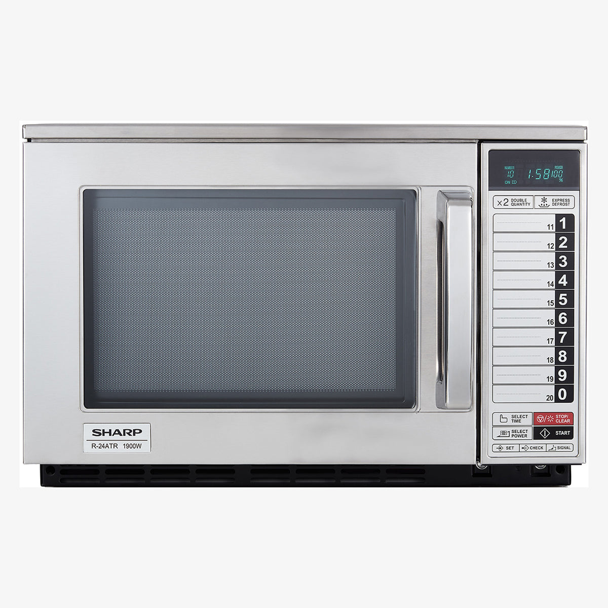 Sharp R-24ATR commercial microwave in stainless steel with programmable controls