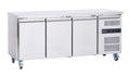 Sterling Pro SPCF300N stainless-steel three-door freezer counter, doors closed