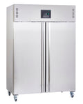 Sterling Pro SPF212NV stainless-steel double-door commercial freezer, doors closed