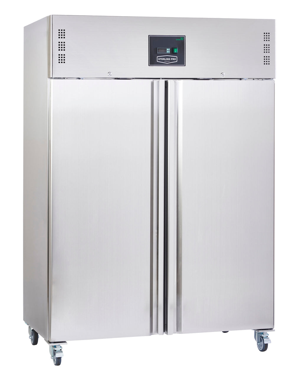 Sterling Pro SPR212PV stainless-steel double-door commercial refrigerator, doors closed