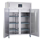 SPR212PV refrigerator with both doors open showing adjustable wire shelves
