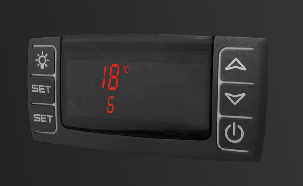 Digital temperature control panel inside the WFG185 wine cabinet
