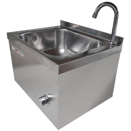 Diverso WR-LV43-PT wall-mounted stainless-steel handwash basin with gooseneck tap and timed knee control